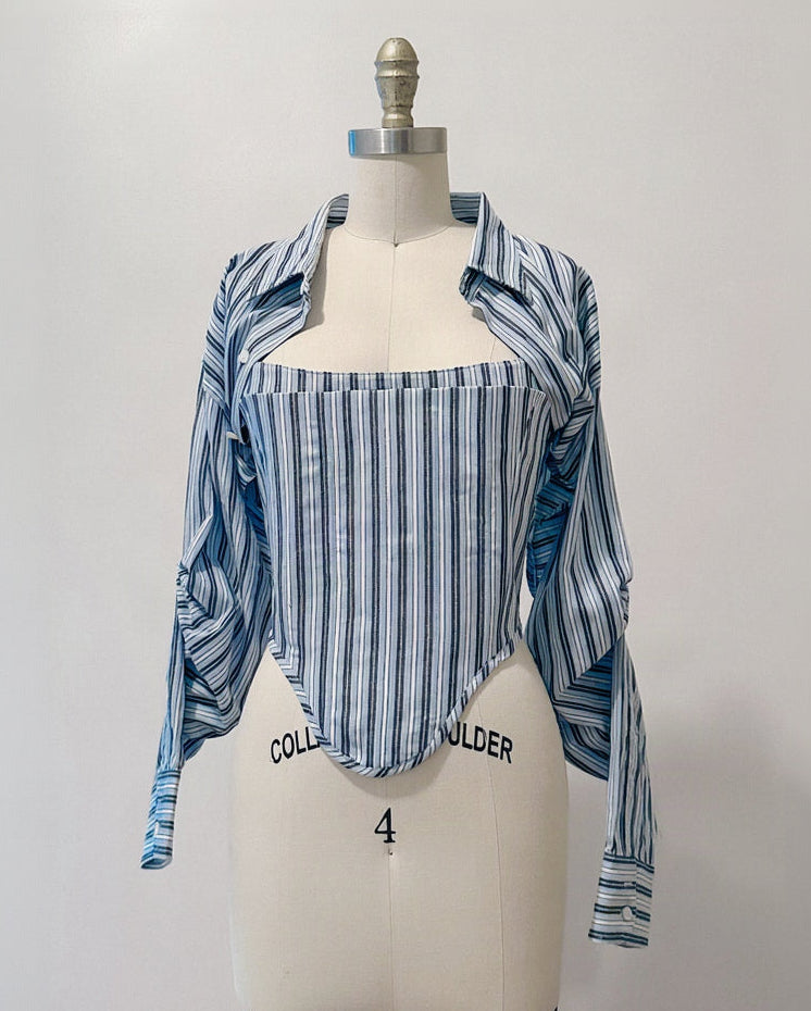 reimagined custom corset + shirt + bralette set